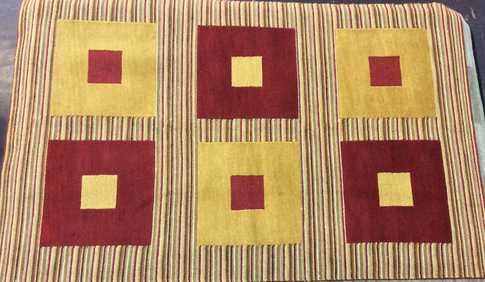 Contemporary 5 x 8   Red, Gold Rug #24955