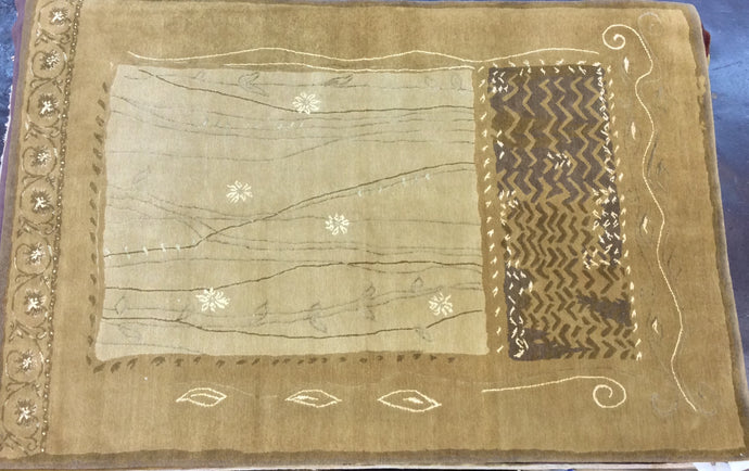 Contemporary 6 x 9 Gold Brown Discount Rug #14587