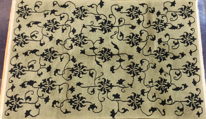 Contemporary 6 x 9 Black Green Discount Rug #50790