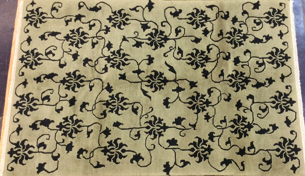 Contemporary 6 x 9 Black Green Discount Rug #50790