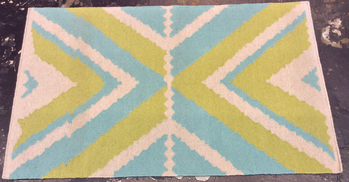 4x6 Green Kilim Rug #67666 – Handwoven in India | Roys Rugs