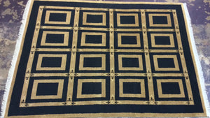 Contemporary 8 x 10 Gold Black Discount Rug #8791
