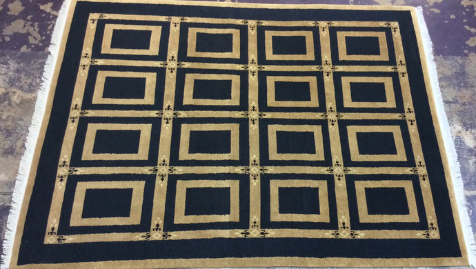 Contemporary 8 x 10 Gold Black Discount Rug #8791