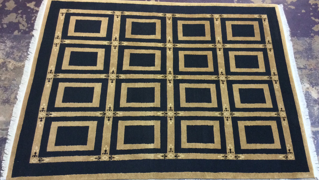 Contemporary 8 x 10 Gold Black Discount Rug #8791