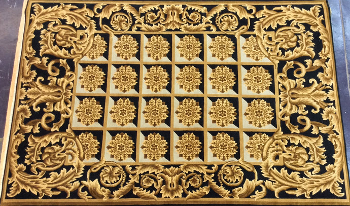 Contemporary 6 x 9 Black, Gold Rug #18689