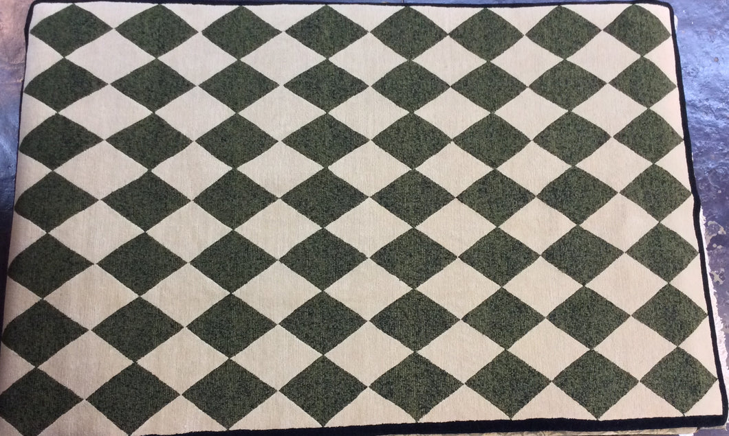 Contemporary 6 x 9 Ivory Green Discount Rug #3756